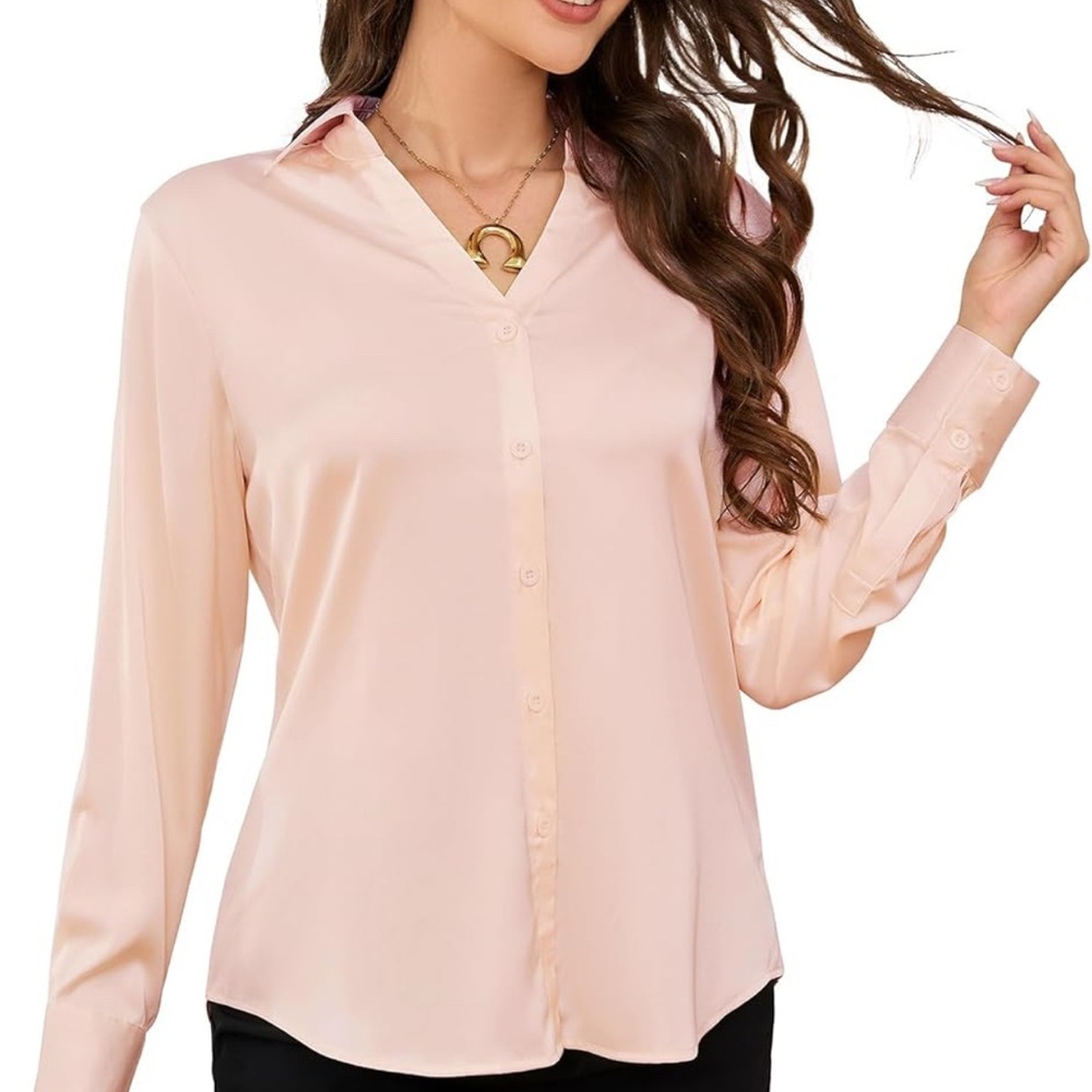 Calvin Klein Pink Fitted Button Down Shirt with Notched Collar